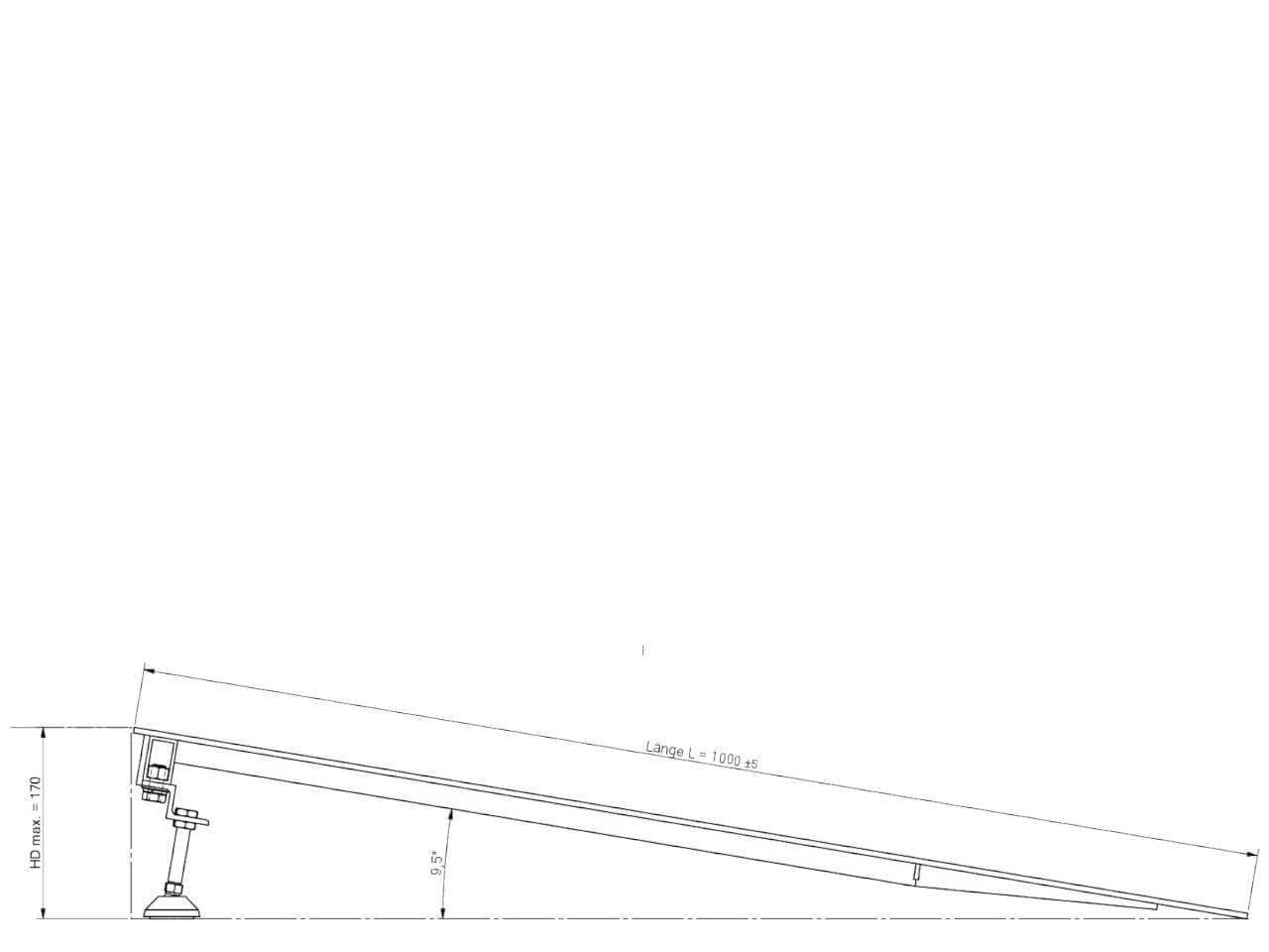 technische zeichnung einer sbk keilbruecke fuer einen absatz bis 170 mm