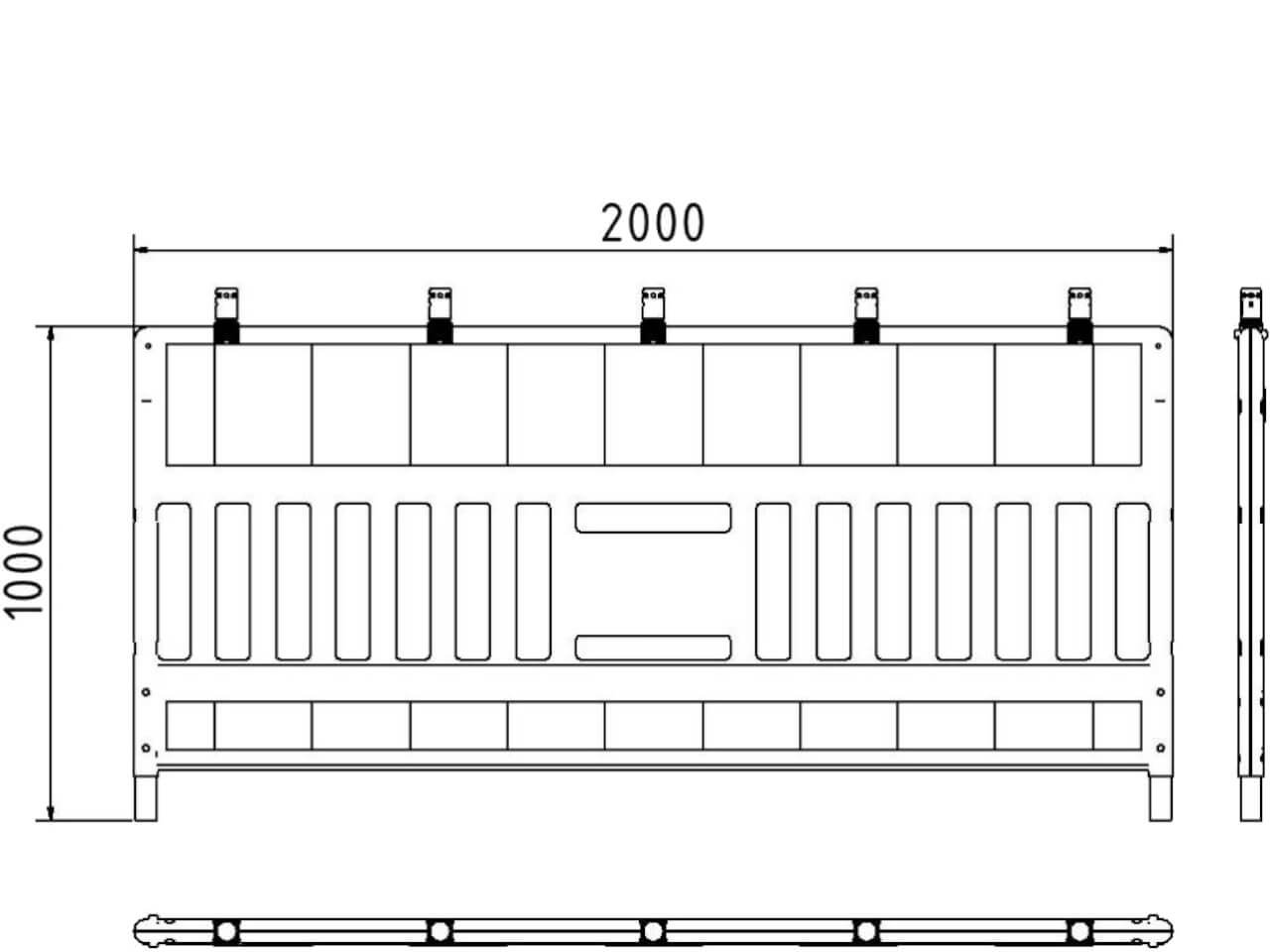 technische skizze vom schake schrankenzaun 33620ka mit einer ra2-b folie