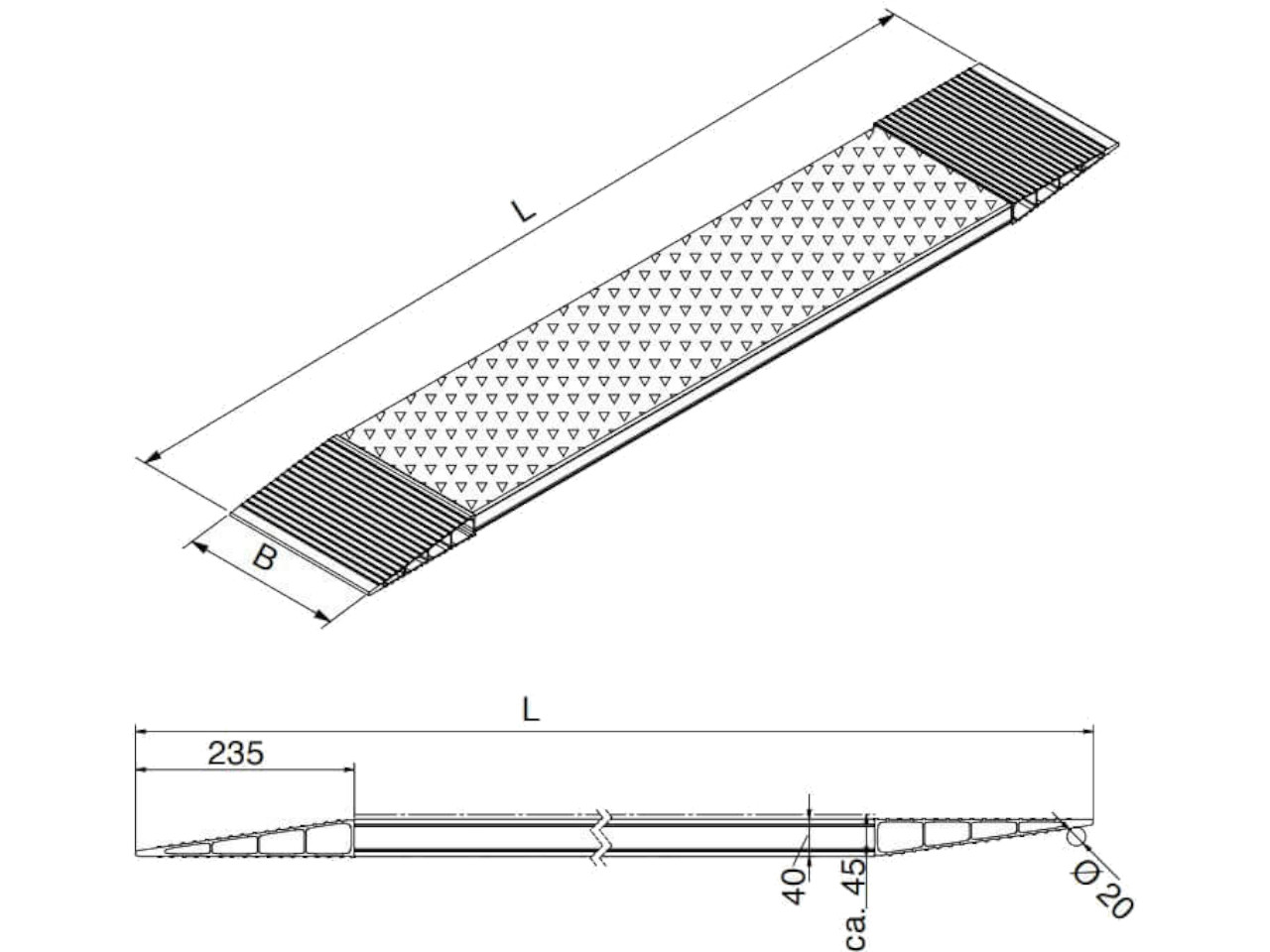 technische zeichnung einer aos-k rampe von altec