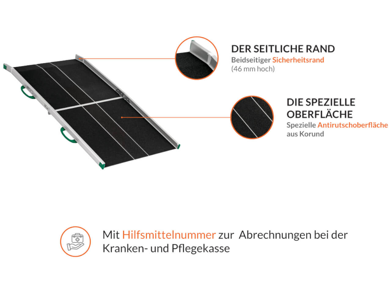 seitlicher rand und oberflaeche der rtse rollstuhlrampe