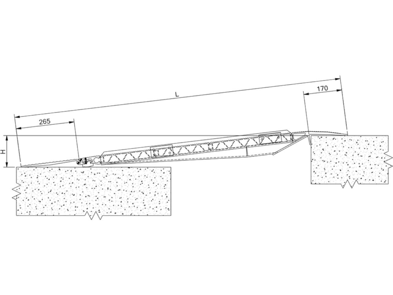 technische skizze der hf ueberladebruecke mit unterzug