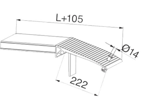 222 mm langes auflager einer aos oder aoh auffahrrampe