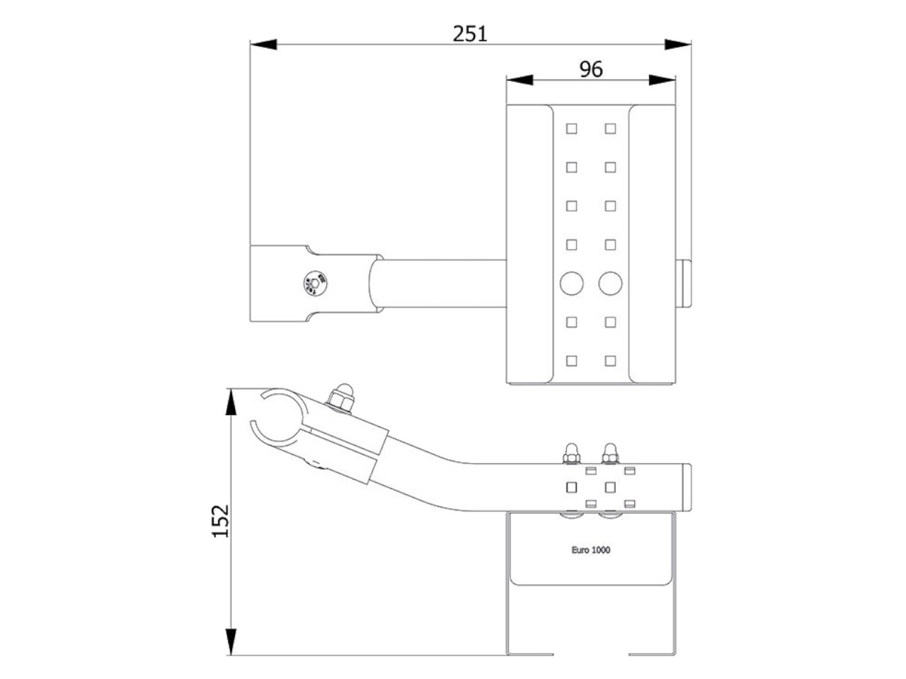 1393-b1000 technische zeichnung fuer halterung von bodeflaschen 1000 ml