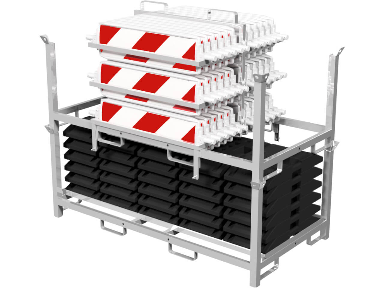 schake 36055-set2-bestehend aus 36 warnbaken, 30 fussplatten und einer palette fuer lagerung und transport