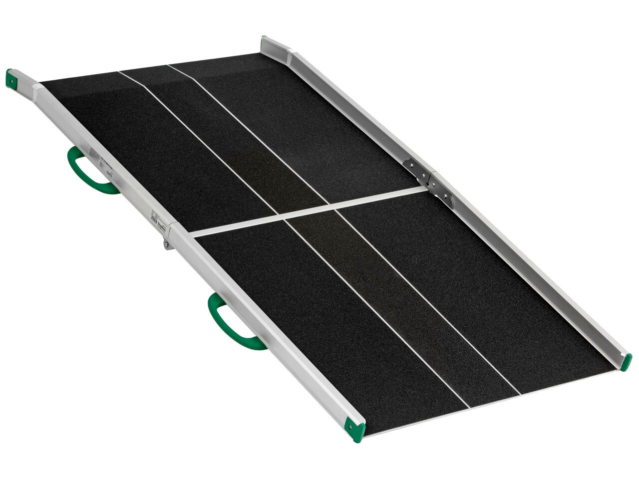 ausgeklappte breite rollstuhlrampe aus aluminium