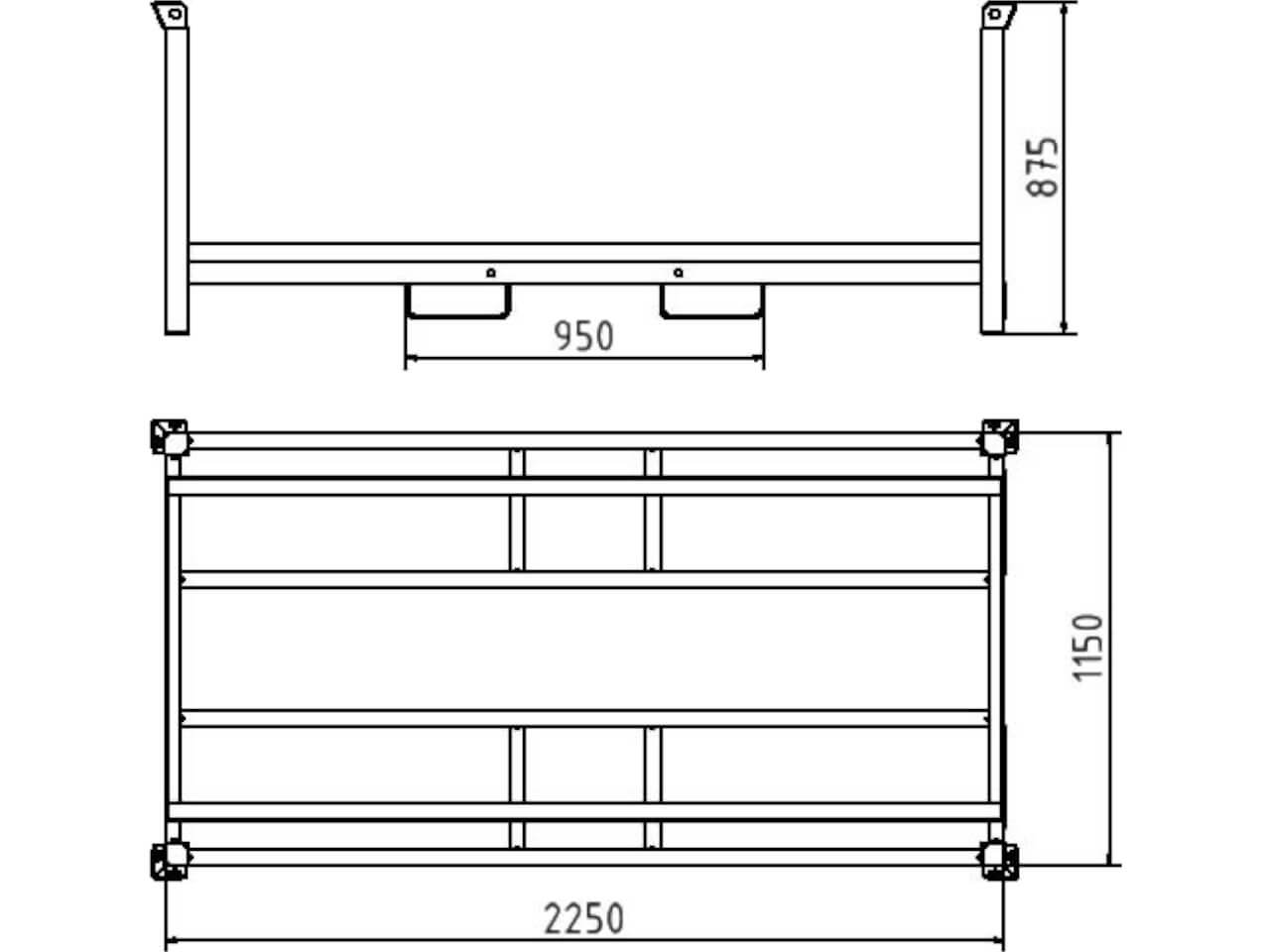 technische skizze einer 3b214 schake palette fuer lagerung und transport von 30 fussplatten