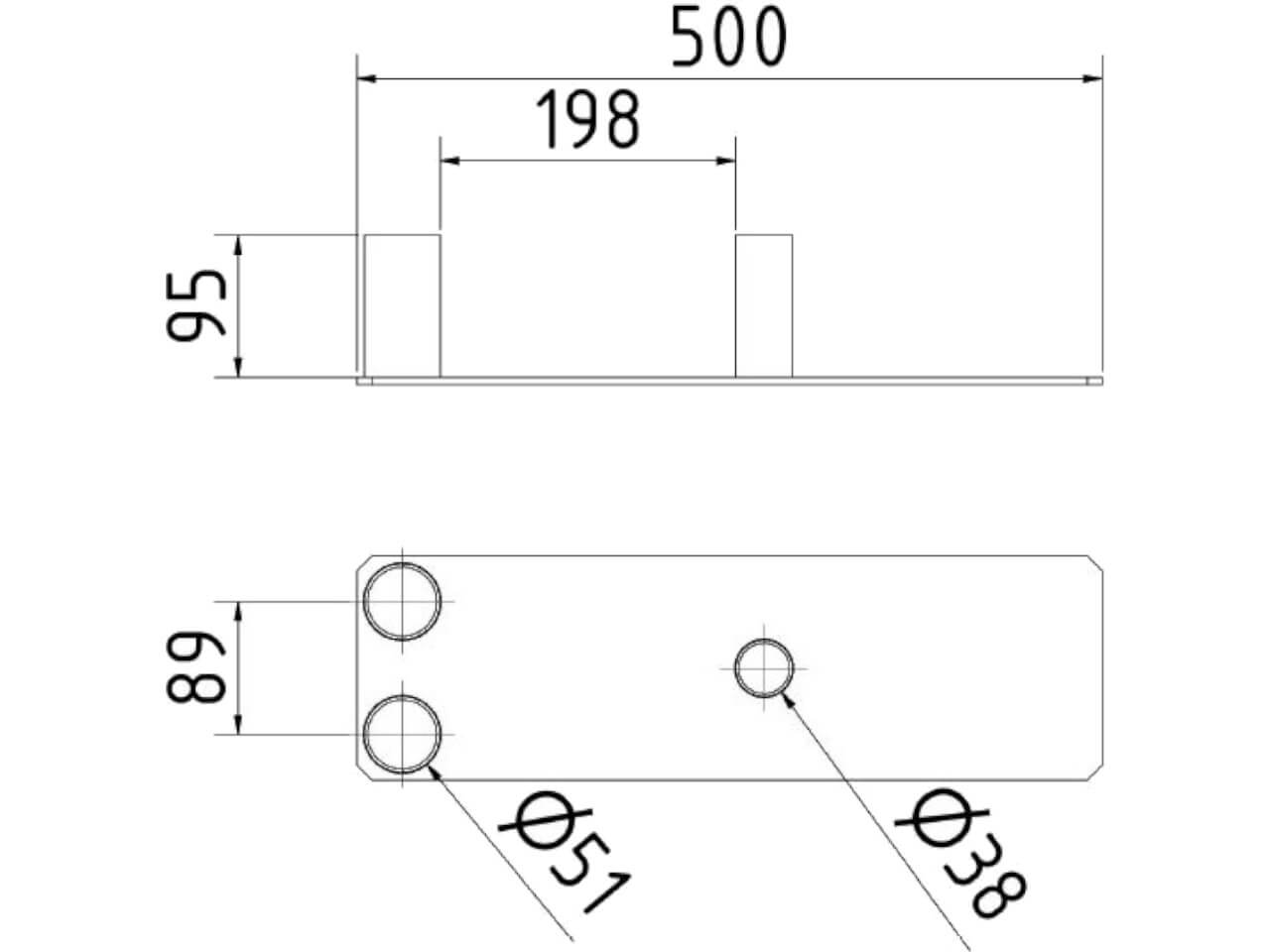 technische zeichnung vom schake fussplatten-adapter 3199f