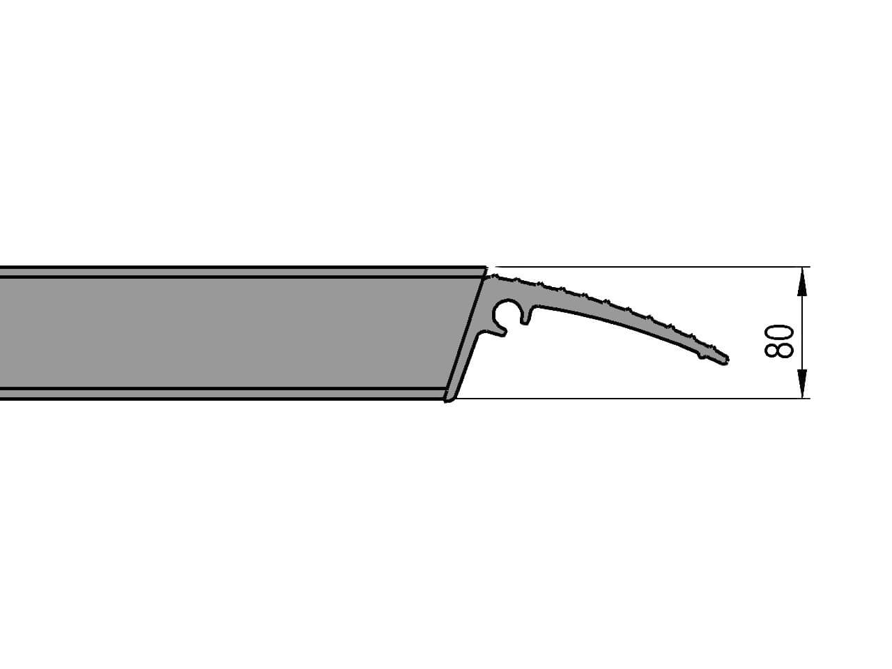 skizze einer anhaengerrampe mit 80 mm hoehe