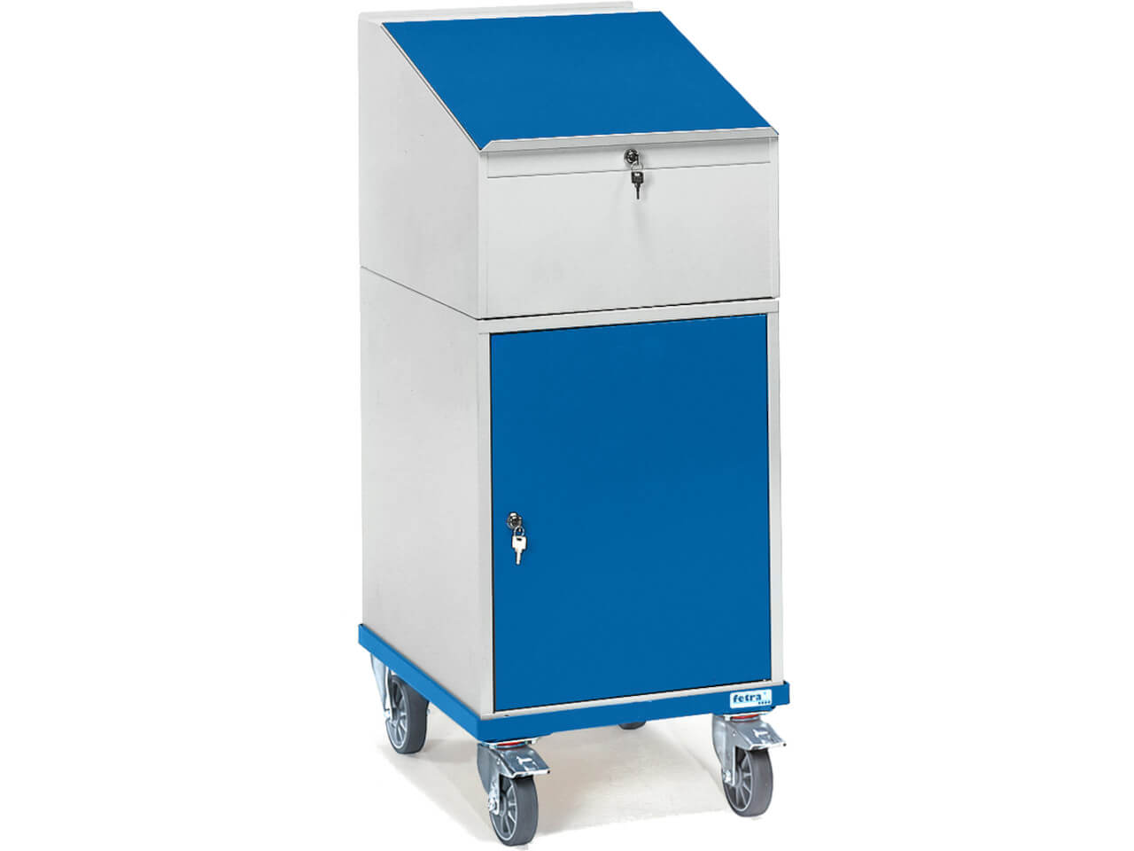 fetra 2448 rollpult mit stahlschrank und schreibpultaufsatz