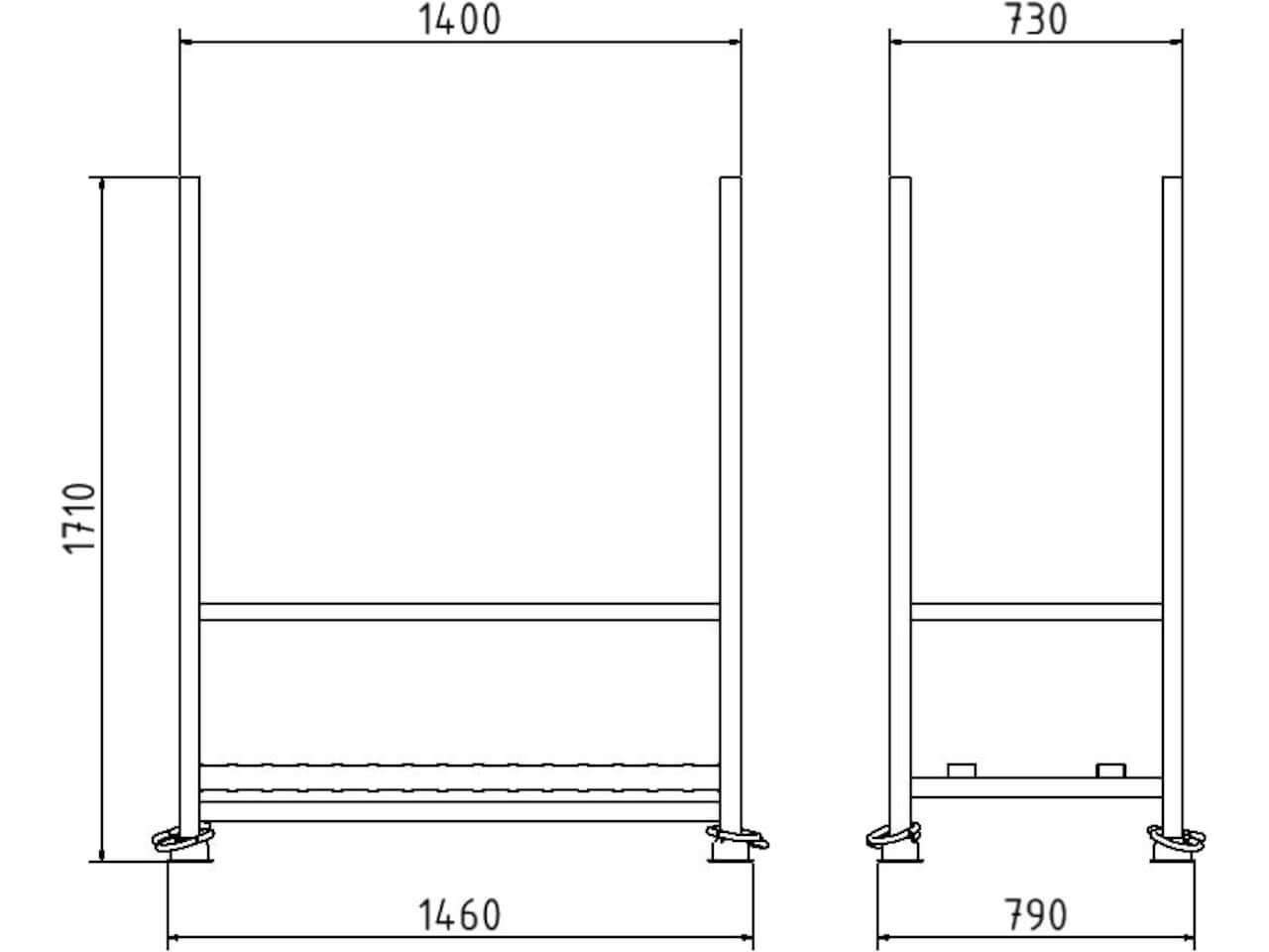 technische zeichnung einer 36nox-5 stapelpalette transportpalette von schake