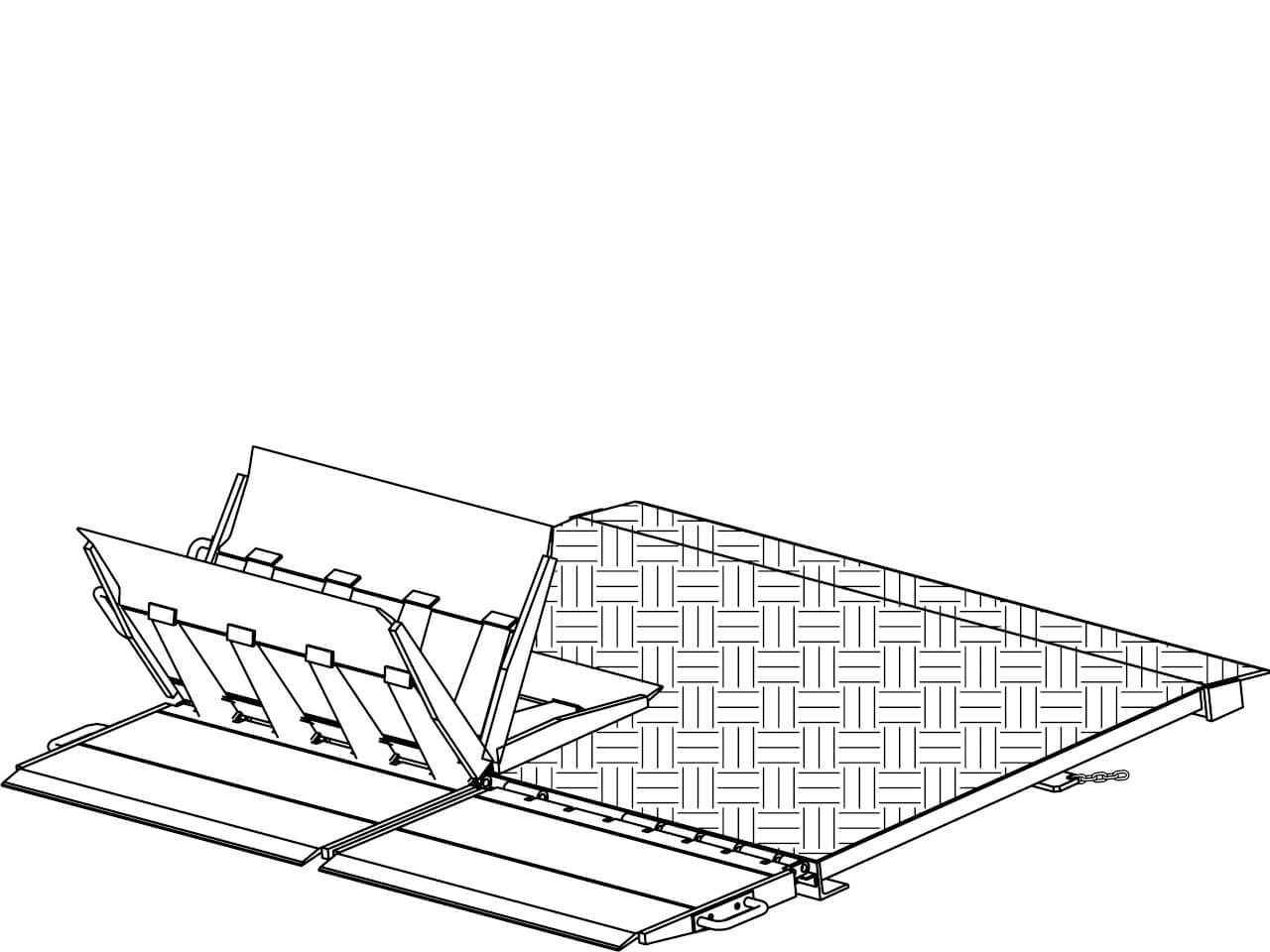 technische skizze einer klappbaren containerbruecke mc