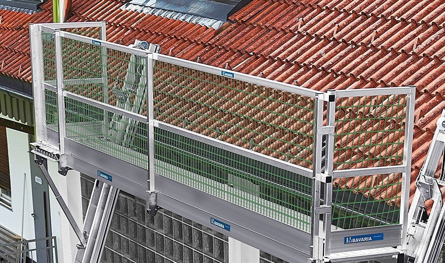 Mauderer - BAVARIA Blitzgerüst 2,5 m - Komplett-System als Dachschutzwand inkl. 2 Seilzugleitern und Sicherheitsnetz (77332011)