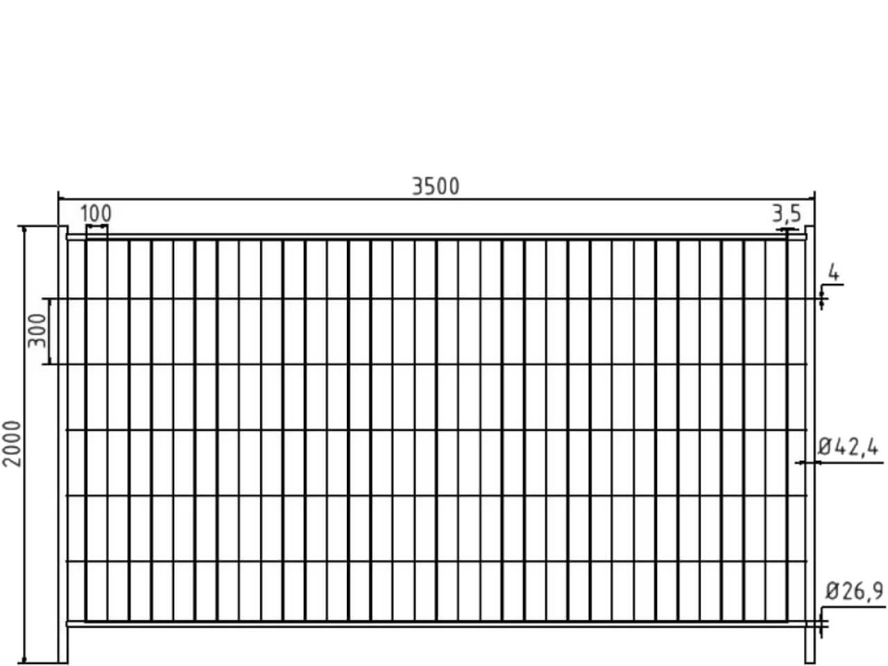 technische zeichnung schake bauzaun standard 3b2036