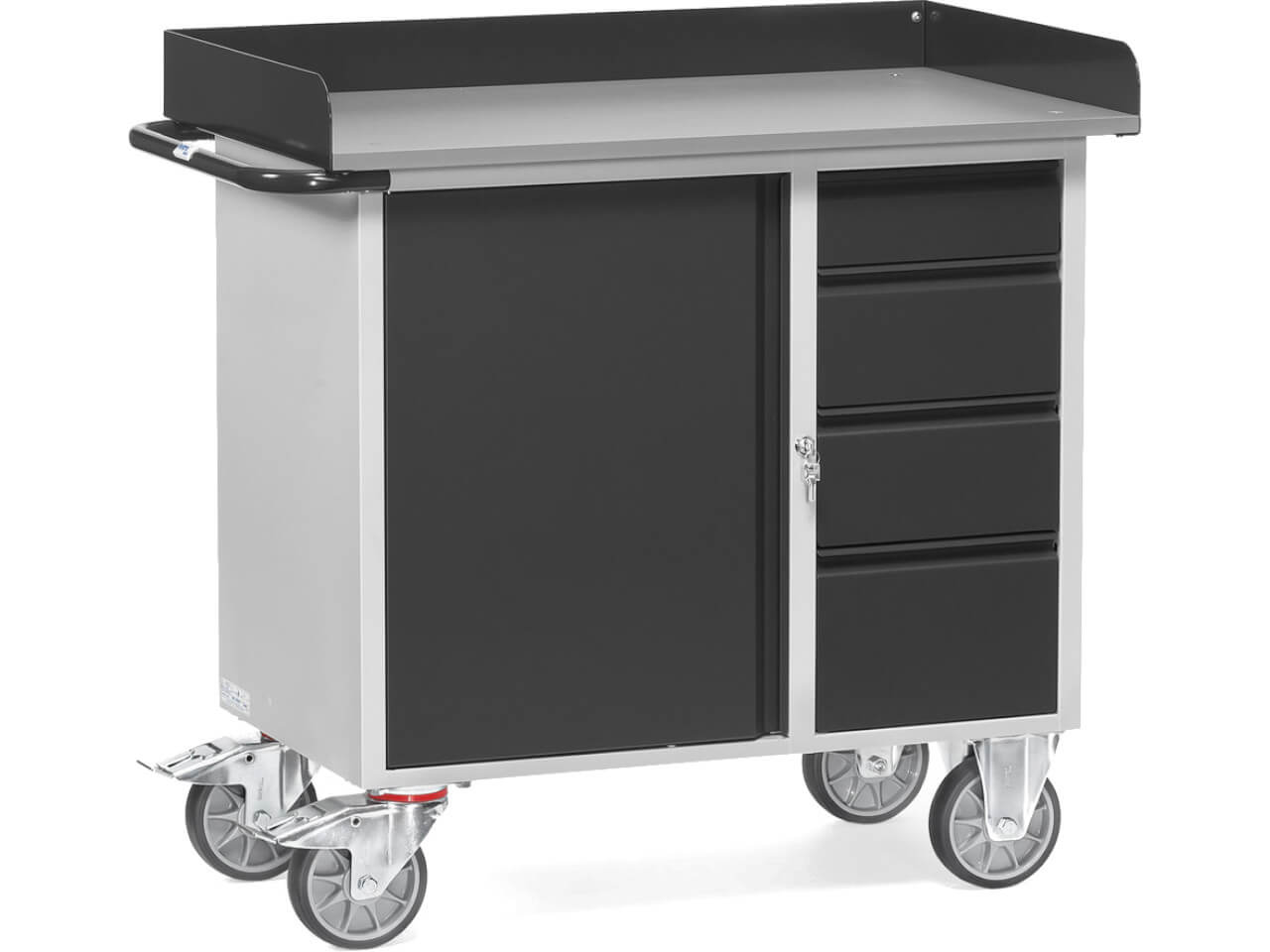 12452-7016 werkstattwagen mit 4 schubladen und 1 grossen seitlichen tuer 