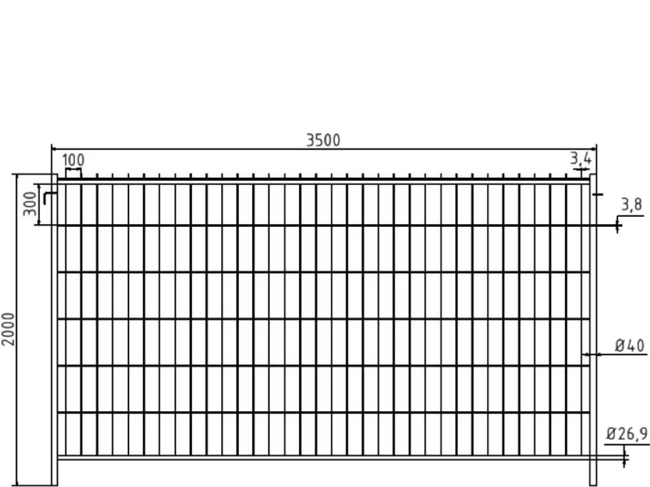 abmessungen standard mobilzaun 3b2035h mit haken und oesen von schake