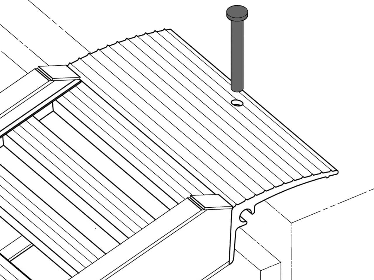 bolzen fuer vorgefertigte bohrungen im auflager der rampe